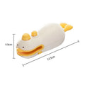 Yellow duck patterned rechargeable handheld vacuum food sealer with USB charging cable.