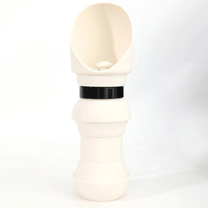 Green silicone folding pet water cup shown open and collapsed, with 350ml and 550ml size options.