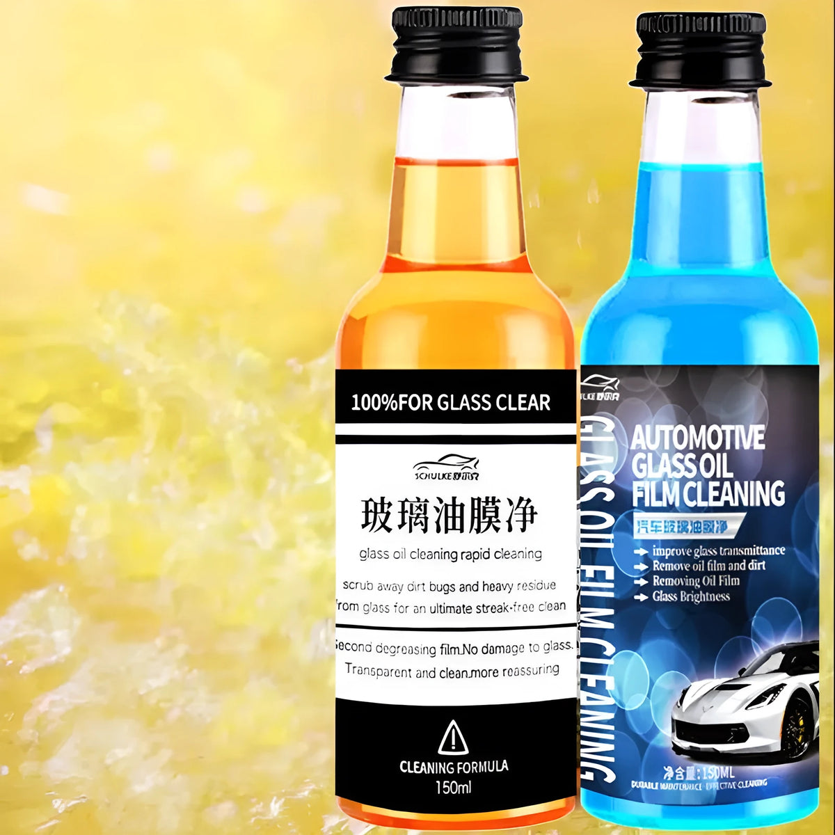 Car windscreen oil film remover cleaner 150ml spray bottle in yellow and blue packaging options