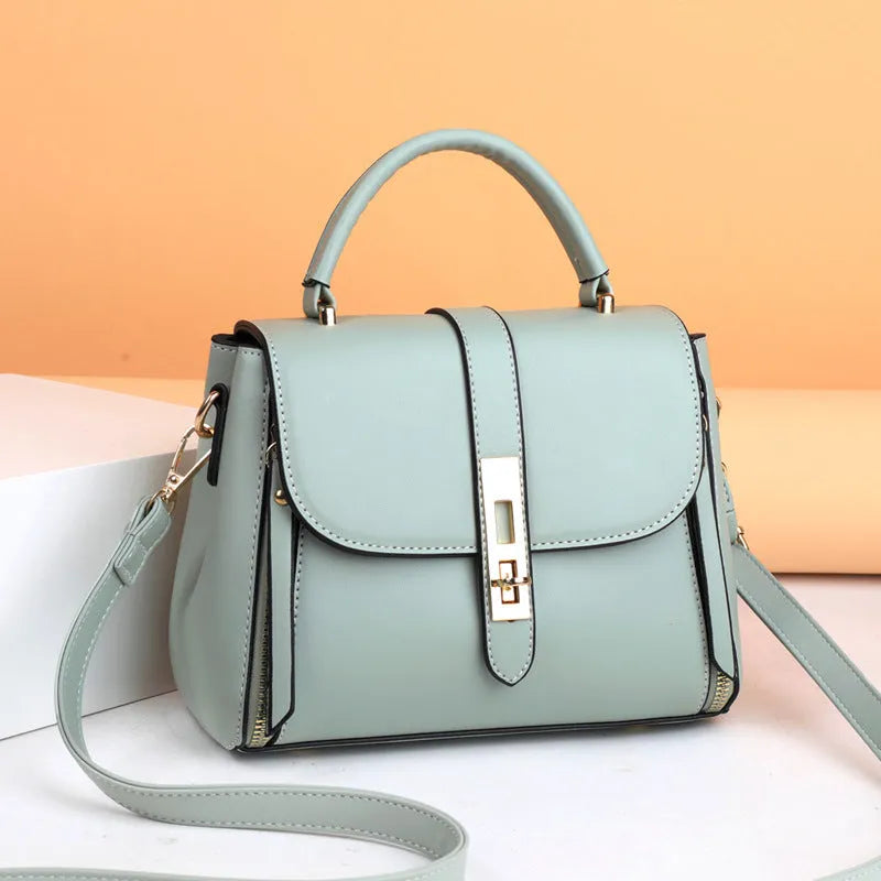 Soft black PU leather women's messenger shoulder bag with a single strap.