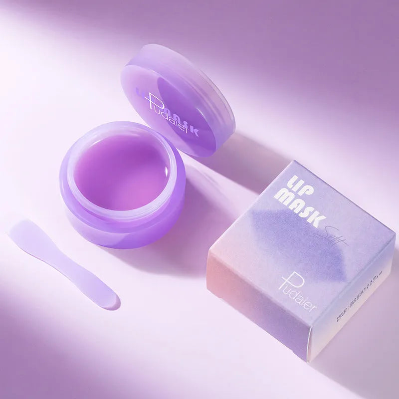 Box containing 10ml exfoliating lip balm tube, applicator, and a small scraper tool for lip treatment.