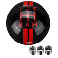 Black 5-speed car gear knob replacement with red gear markings and screw adapters