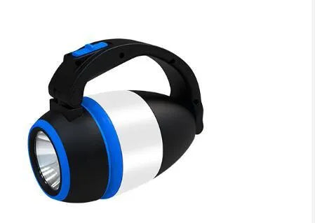 Black green foldable LED lamp with USB port shown in desk, camping, and flashlight modes