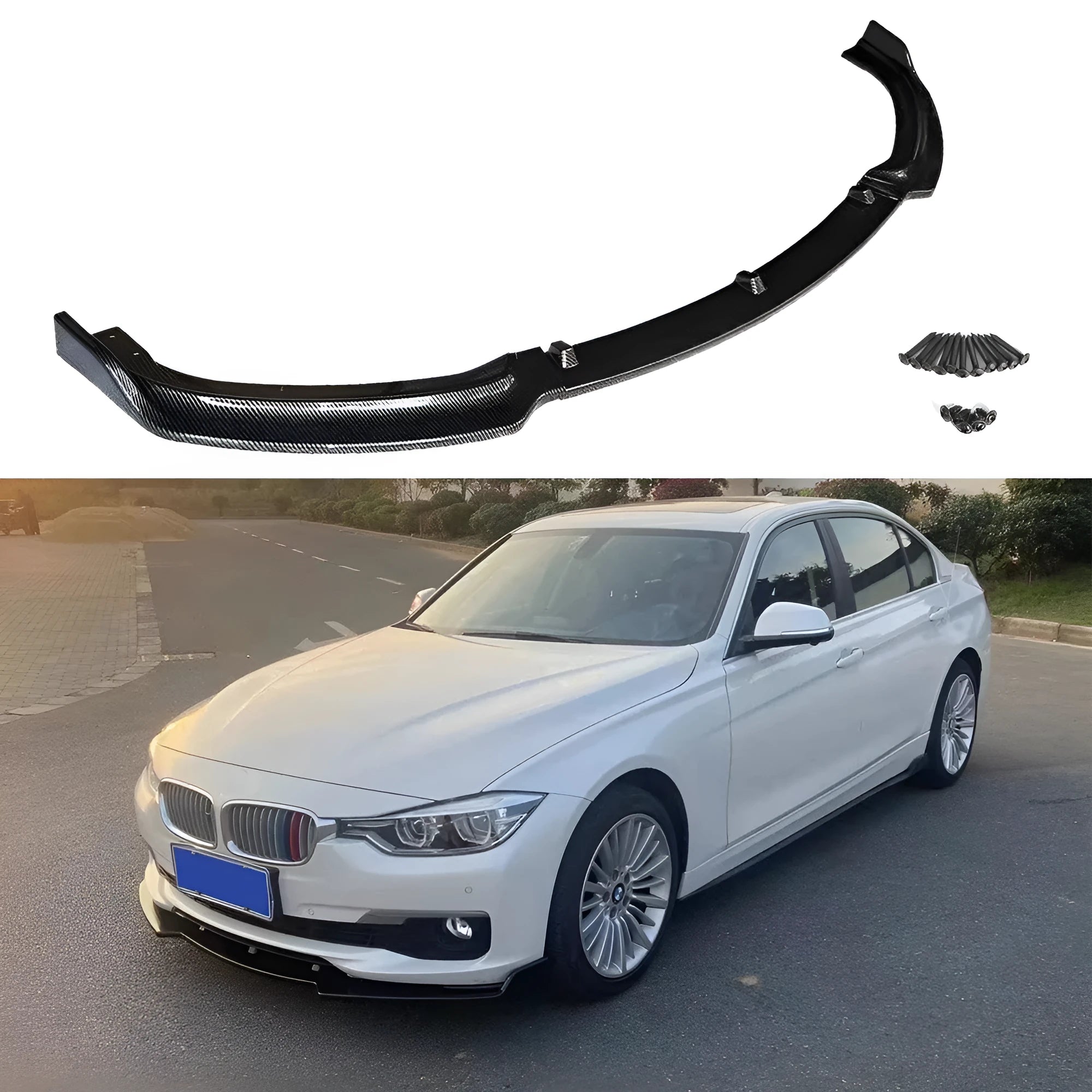 BMW 3 Series F30 F35 front bumper lip spoiler in black polypropylene