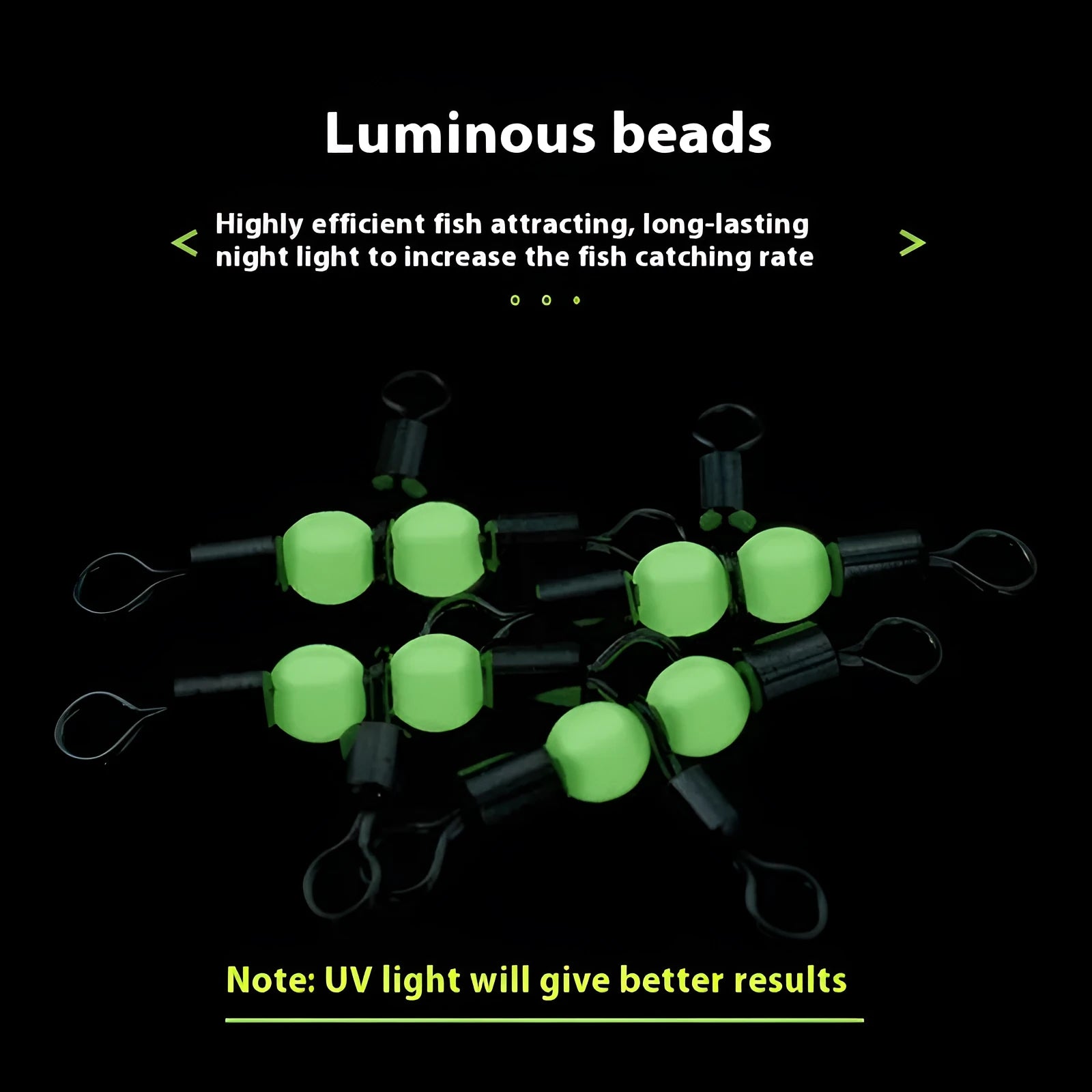 Copper luminous three-fork swivel fishing beads with eight-ring T-type balance construction