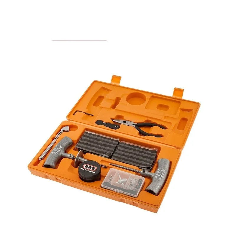 Speedy Seal emergency tyre repair tool set with compact case, pressure gauge, and puncture repair tools