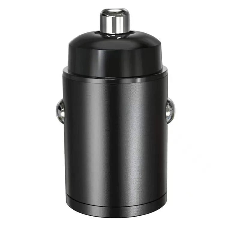 Mini black car cigarette lighter charger with zinc alloy construction measuring 45mm