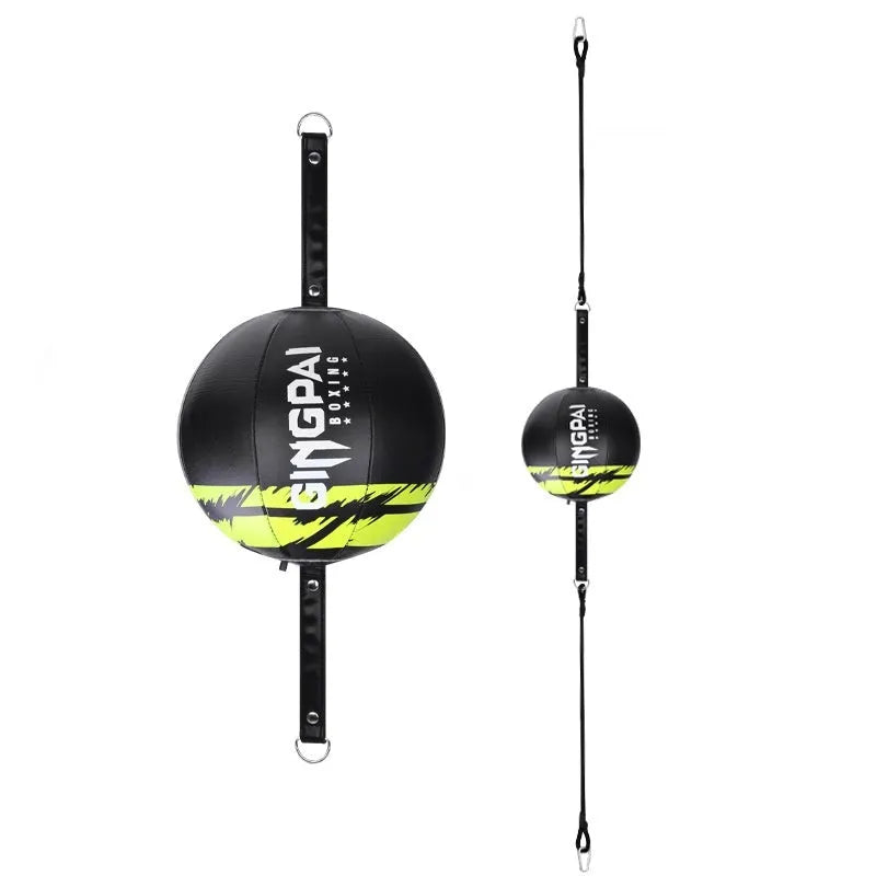 Black hanging boxing speed ball for reaction and dodge training with durable PU construction