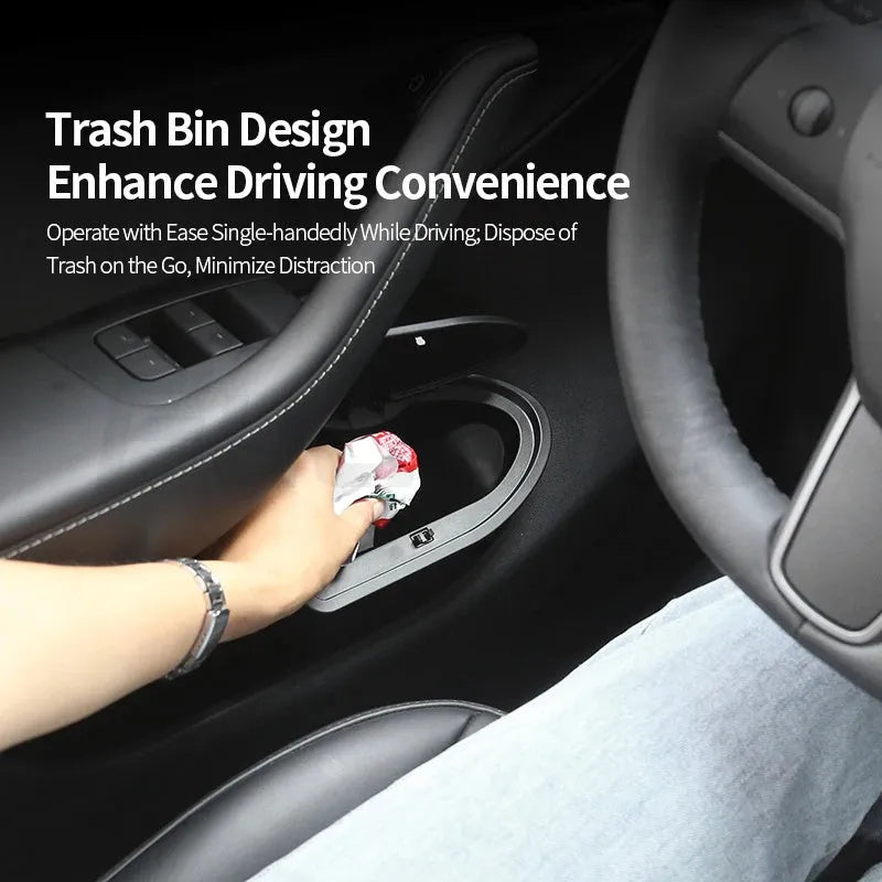 Black ABS plastic car door storage box for Tesla Model Y front doors
