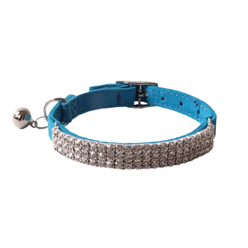 Flocked flannel cat collar with elastic buckle in six colour options