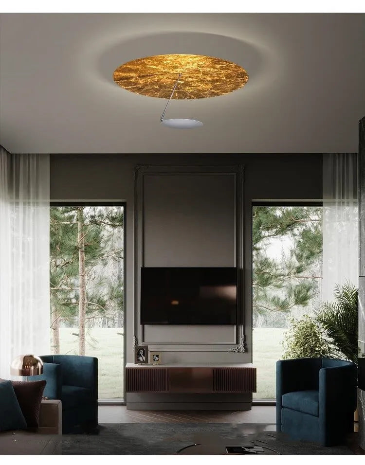 Creative iron art chandelier ceiling lamp in white or white gold, 50cm diameter with warm LED light.