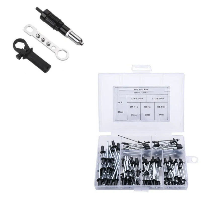 Black metal electric drill rivet gun attachment with 173mm length for aluminium and automotive applications
