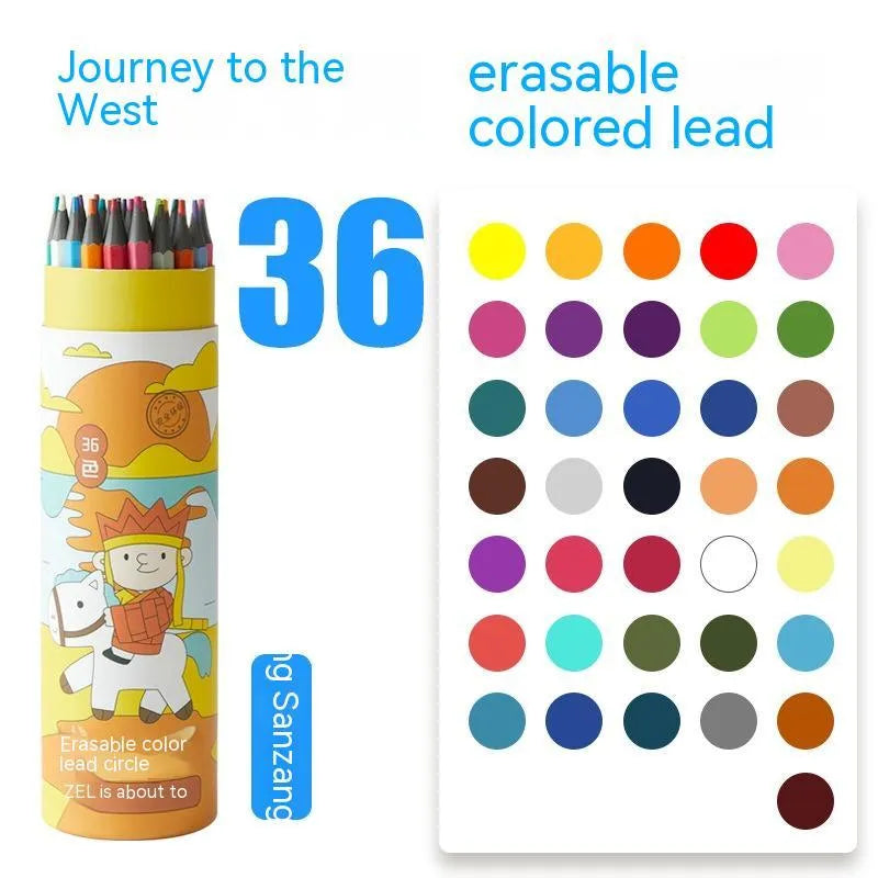 Zhenglin Sports Series coloured pencil sets in paper barrel case showing 24 and 36 colour options.