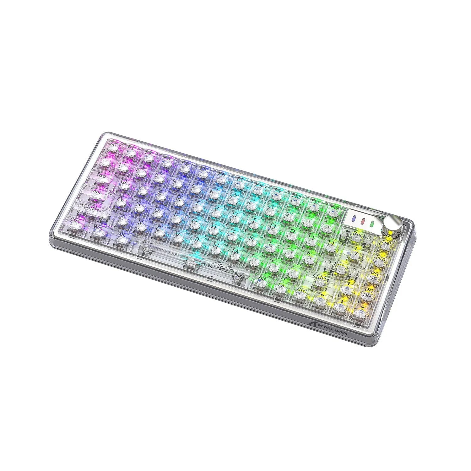 Attack Shark K75RGB wireless mechanical keyboard with transparent case and RGB lighting