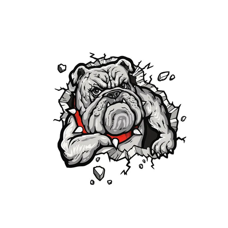 Grey dog pattern motorcycle sticker measuring 17x17cm, Animal Series bumper decal.