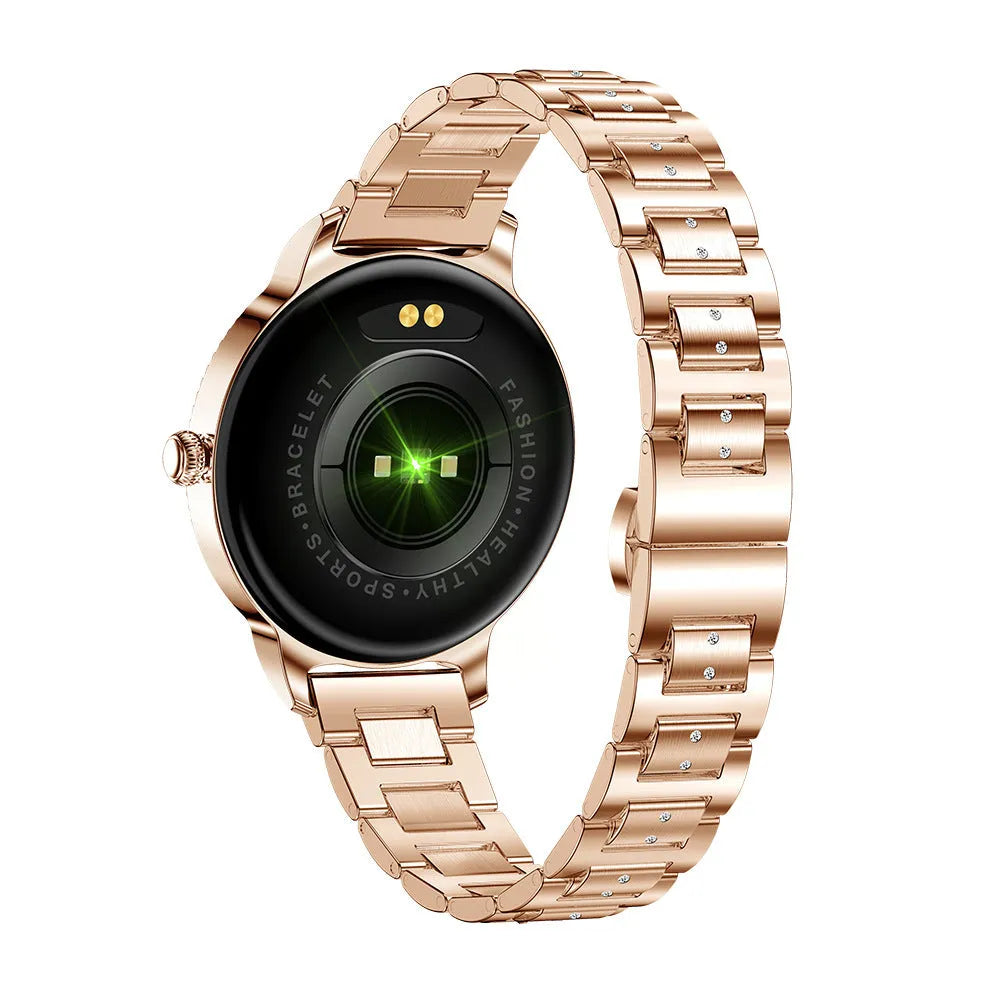 AK38 ladies smart watch with stainless steel Milanese band and 1.09-inch colour screen