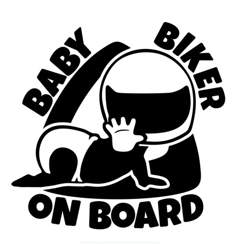 Reflective Baby On Board car sticker in black or white, 14.5 x 15 cm