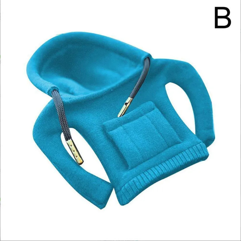 Cloth gear shift knob hoodie cover measuring 13cm by 8cm for car interior protection.