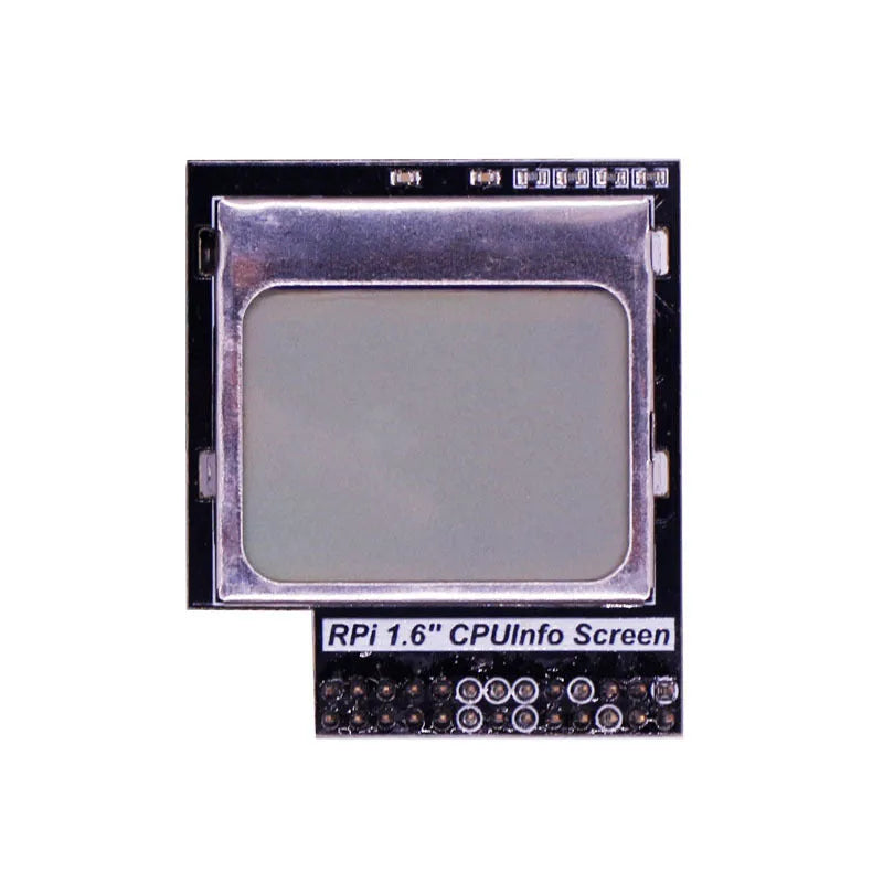 Raspberry Pi 1.6 inch LCD display with backlight switch showing CPU information