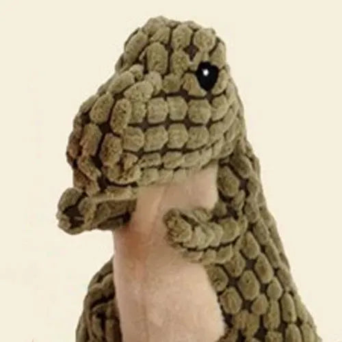 Grey, green, or orange coloured chew-resistant dog toy that produces sound.