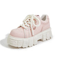 Women's casual leather shoes with spring muffin bottom design in beige or pink colours
