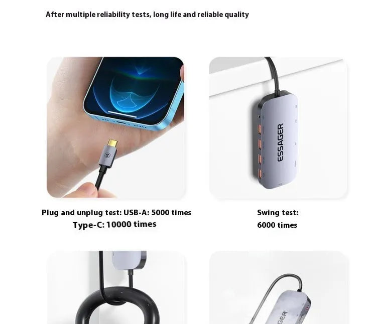 11-in-1 USB C expansion dock hub with Ethernet, HDMI, USB ports, and a 20cm cable
