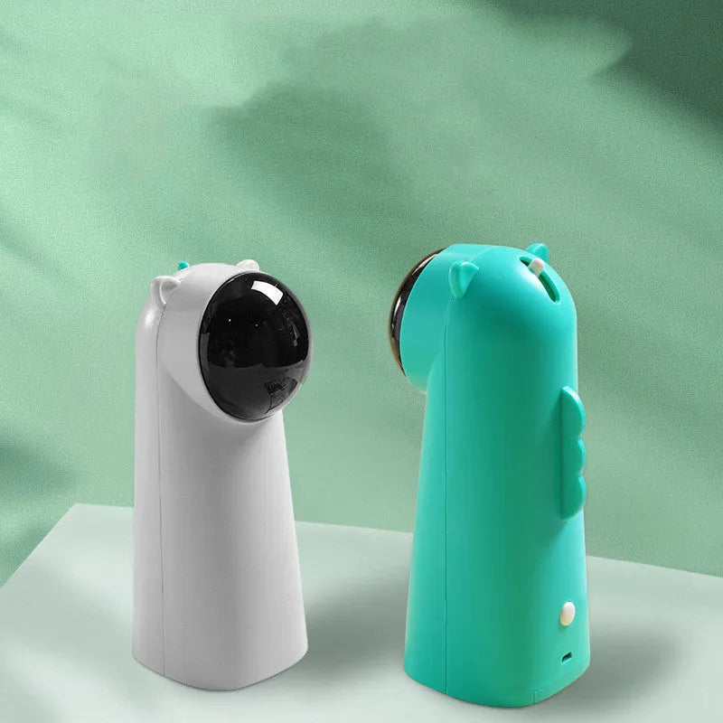 Automatic LED red laser cat teaser pole in green and white plastic pet toy