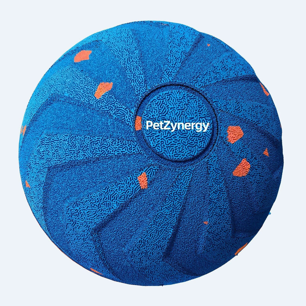 82mm blue electric smart TPU dog chew ball with touch activation and replacement shell