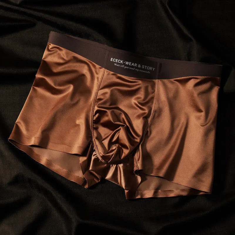 Men's Ice Silk colourblock underwear with seamless design in four colour options