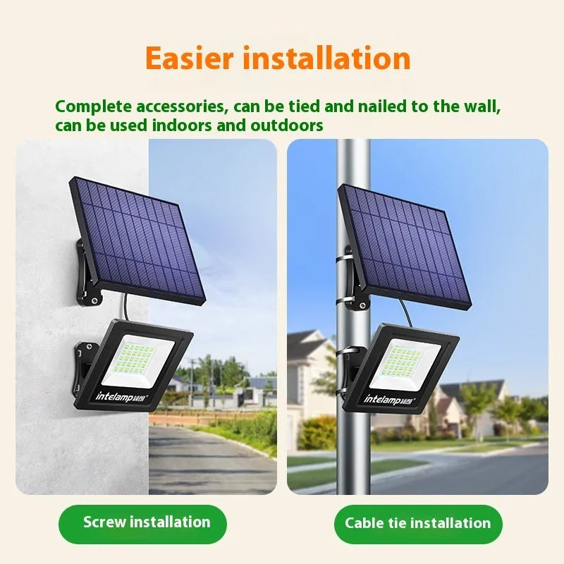 Outdoor solar LED light with waterproof IP65 protection for courtyard and garden illumination