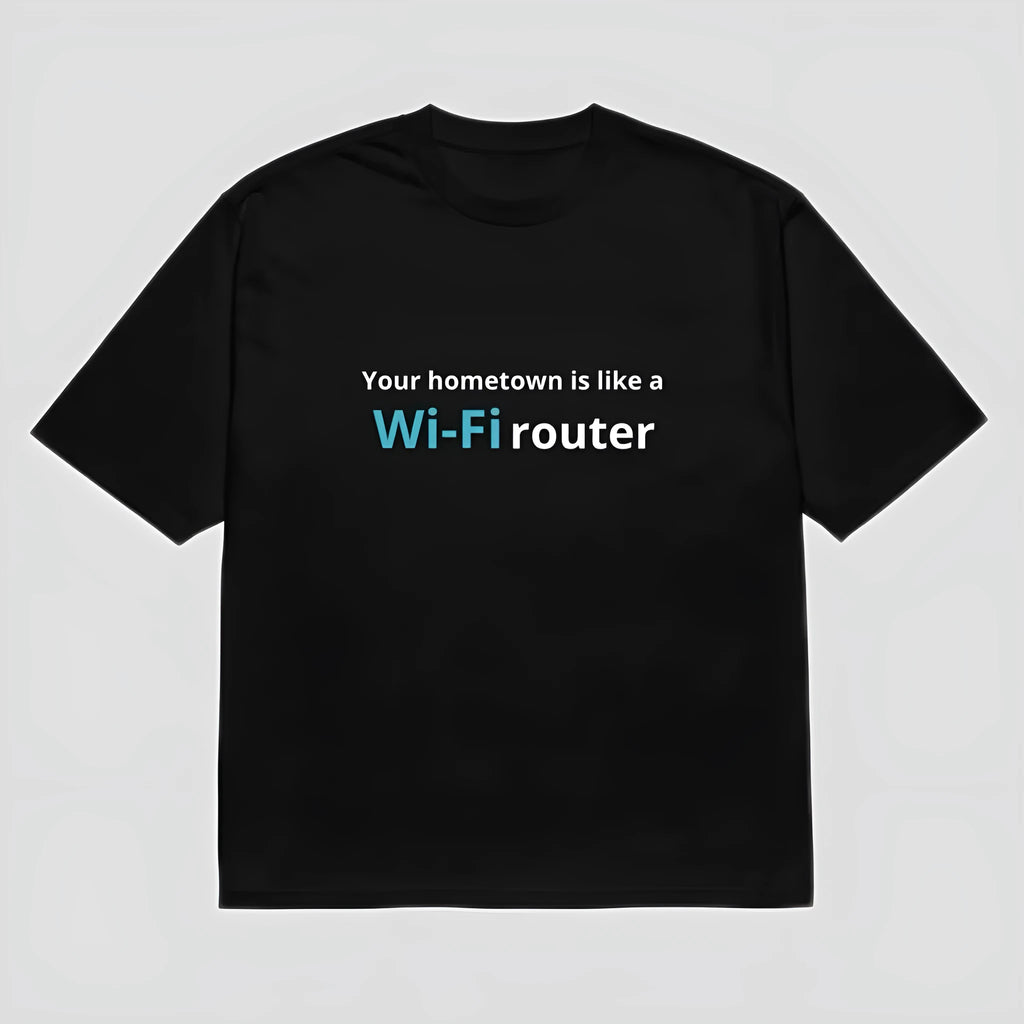 Black men's loose-fit T-shirt featuring a large 3D digital printed cartoon pattern on the front.