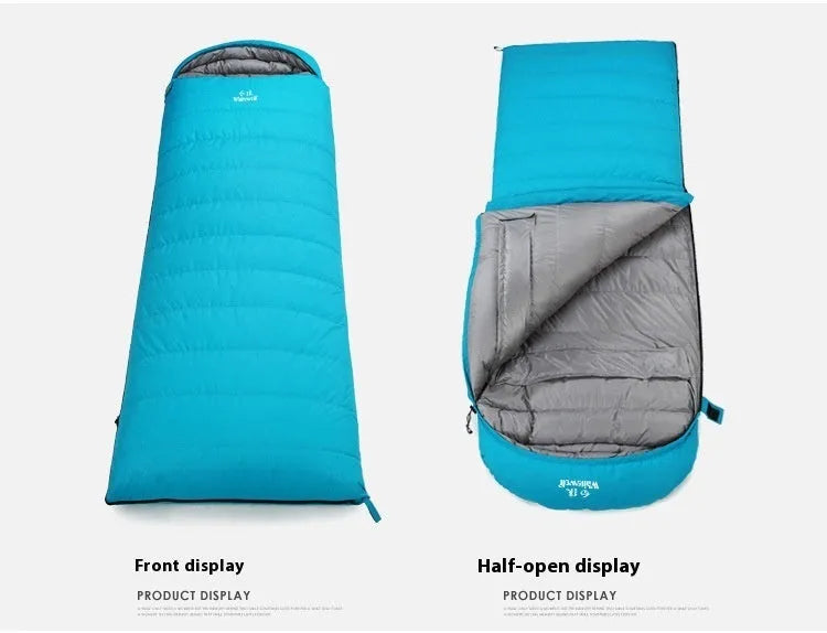 Black outdoor sleeping bag with envelope structure and tear-resistant nylon construction