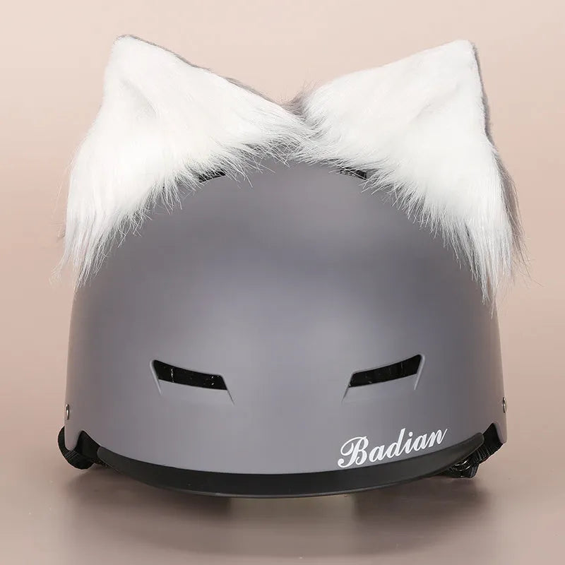 Cartoon character plush fabric helmet ear decoration cover for medium-sized helmets.