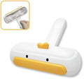 White portable pet hair remover brush with yellow duck design showing 4cm diameter