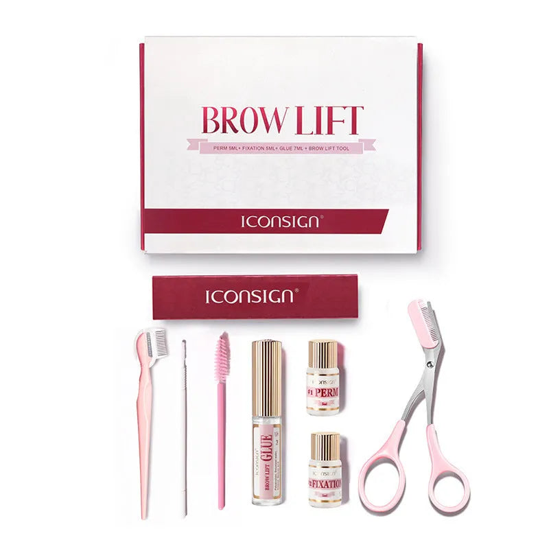 Pink eyebrow scalding suit keratosis remover and eyebrow perm set for eyebrow quick ironing treatment