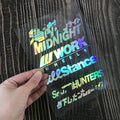 PET material motorcycle reflective bumper sticker measuring 16cm by 11cm in seven colour options