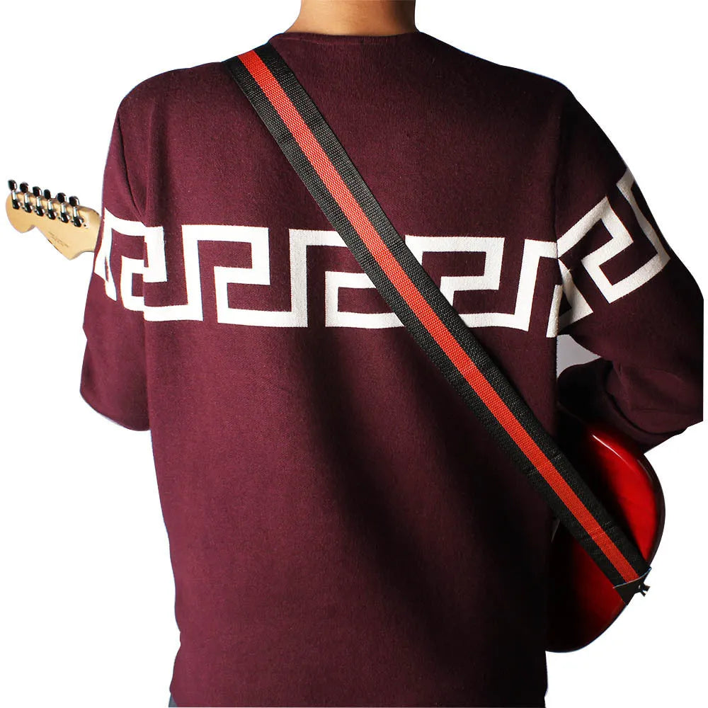 Woven crossbody guitar strap for electric, bass, folk guitar, and ukulele in multiple colours.