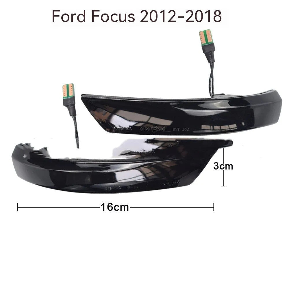 Ford Focus Mondeo rearview mirror waterfall light with blue and yellow two-tone illumination for 2008-2018 models