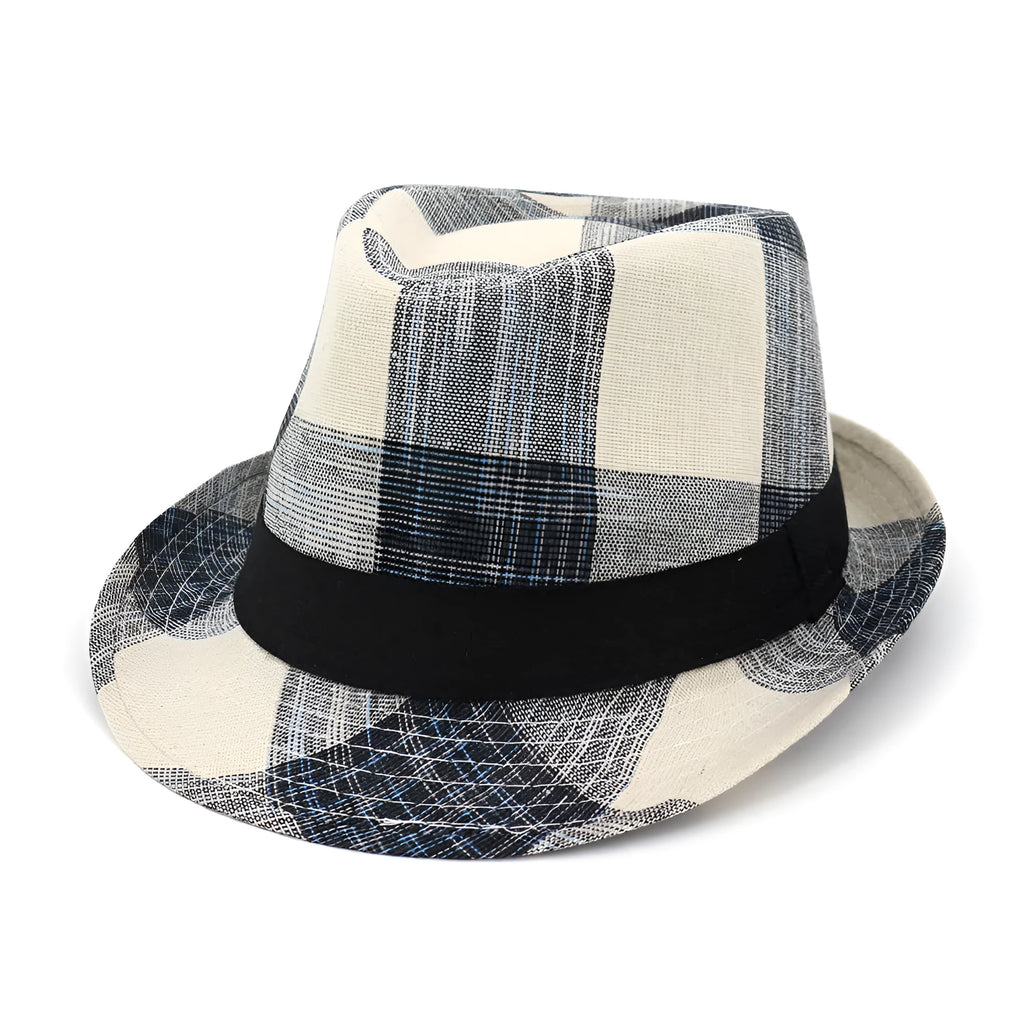Polyester sun hat with bell crown and 4.5cm brim in black or blue for outdoor sun protection