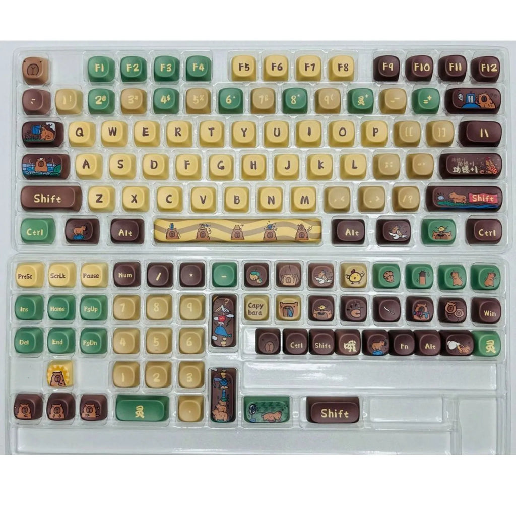 Capabala 130-key ABS plastic mechanical keyboard keycap set shown in a pile, MOA profile.