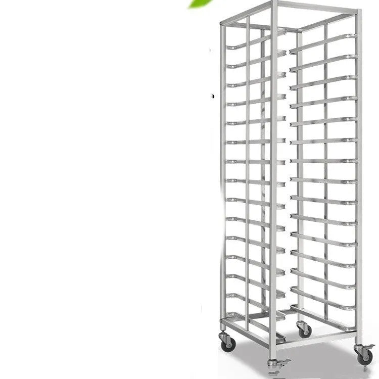 Stainless steel six-tier baking rack with lock mechanism and large tray