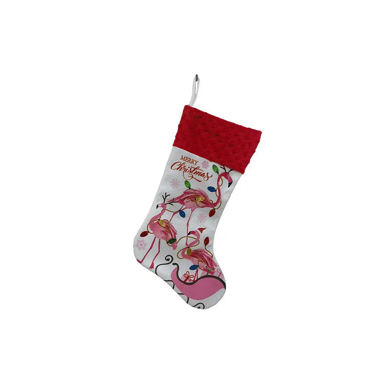 Cloth Christmas stocking decoration with American style design measuring 46cm by 28cm