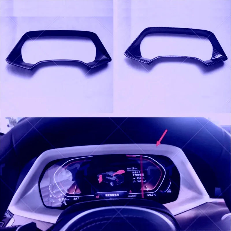 BMW X5 dashboard decoration frame in ABS plastic with carbon fibre or peach wood finish