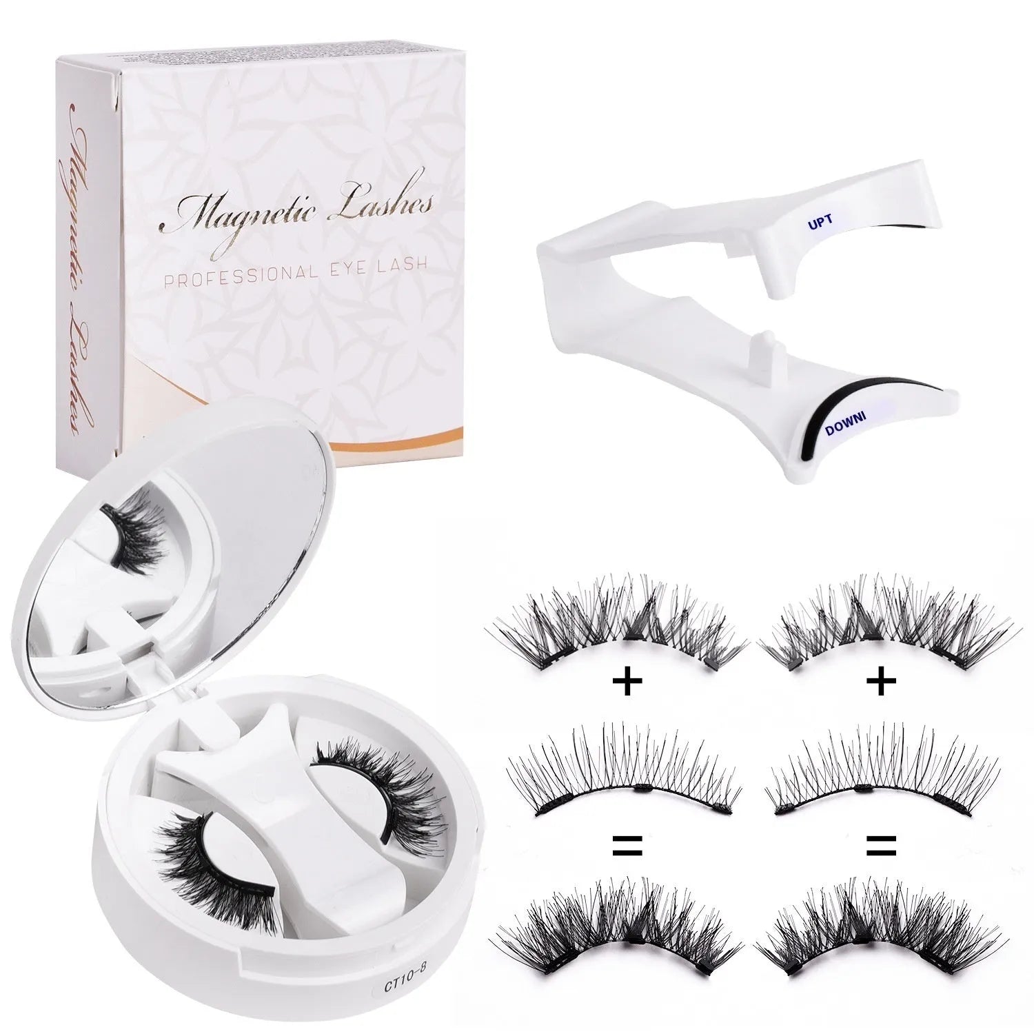 Portable magnetic false eyelash kit with built-in soap holder compartment