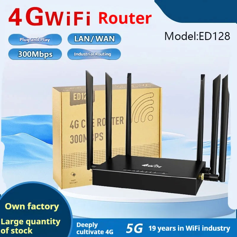Industrial-grade 4G/3G router with removable iron box casing and multiple power supply configurations