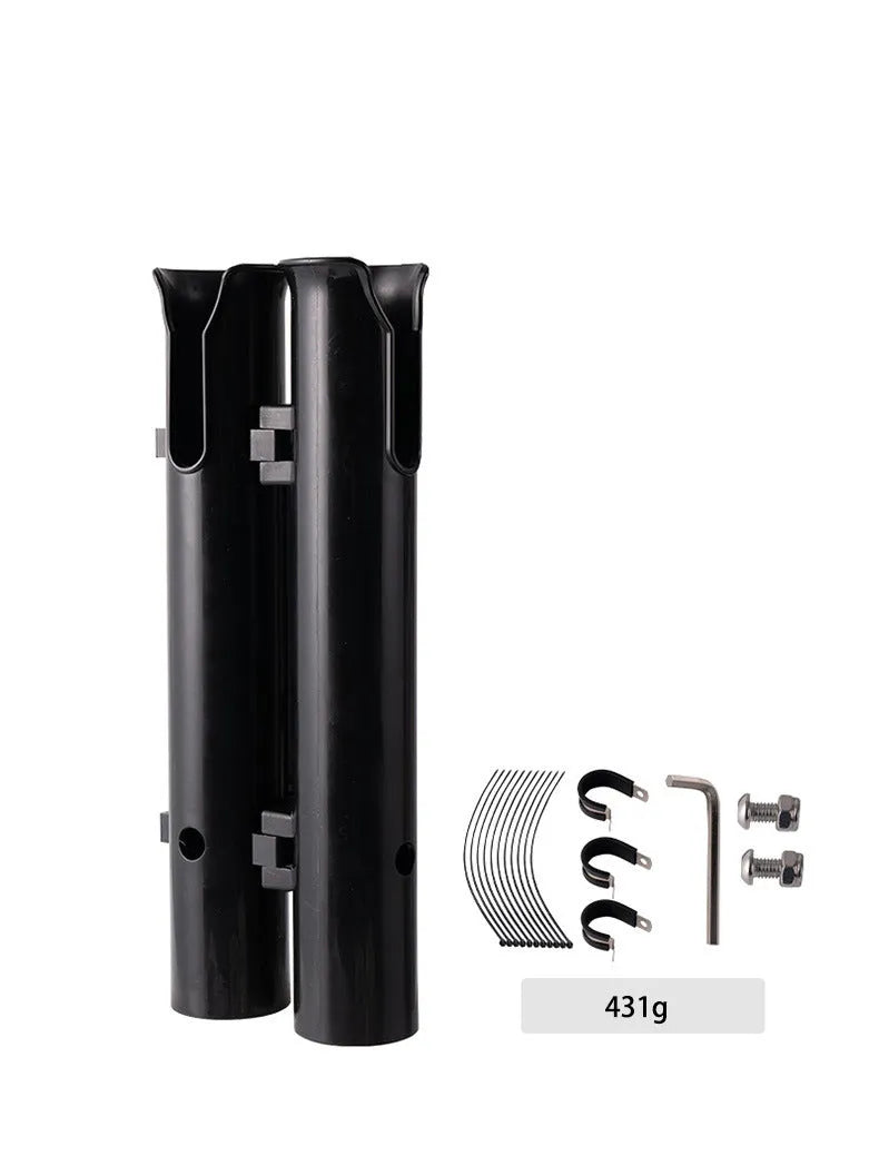 Motorcycle fishing rod rack clamp with carbon construction and double-layer plastic frame