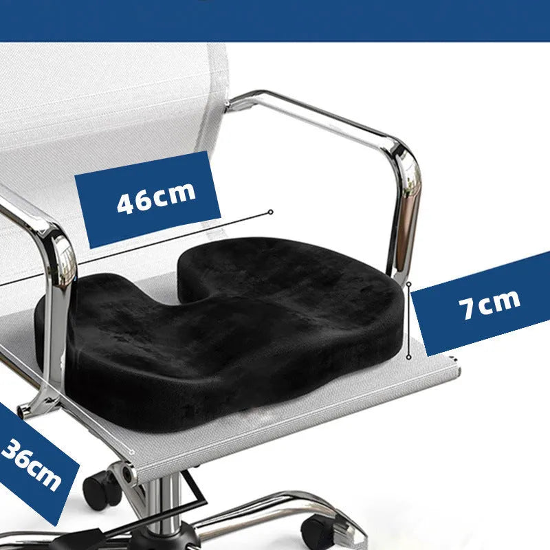Black flannel U-shaped memory foam seat cushion for office chair
