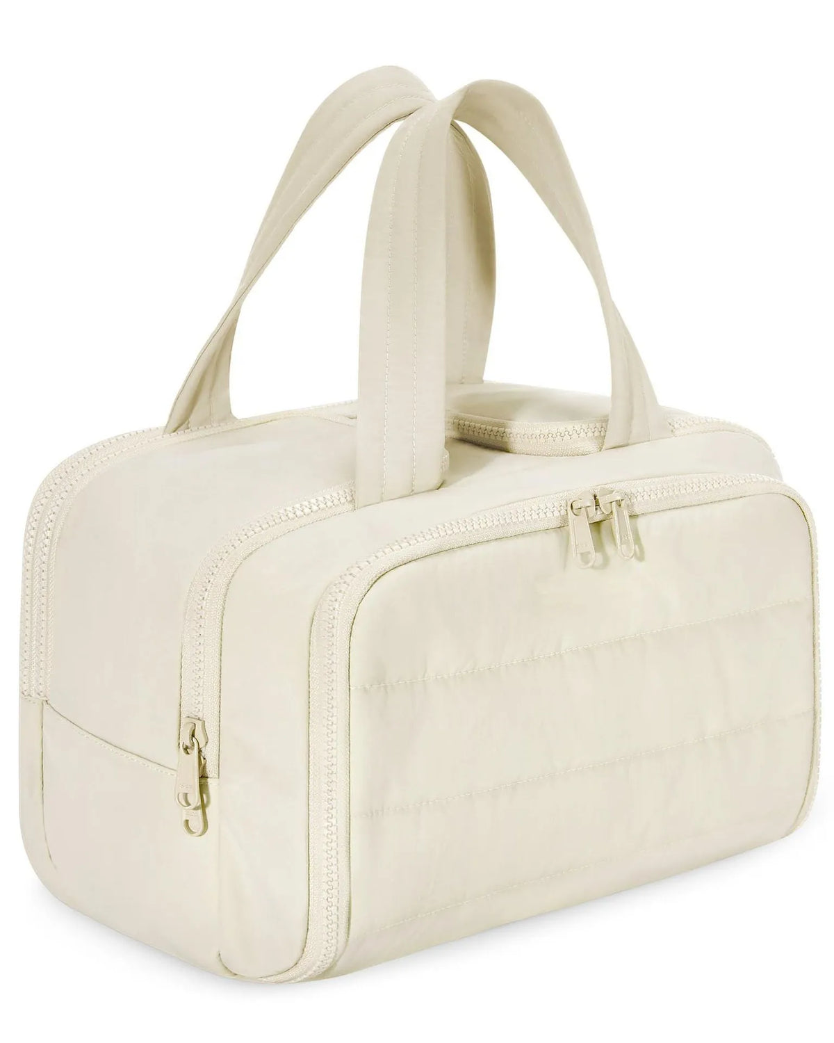 Large polyester travel wash bag with wide opening in black colour showing dimensions of 29.97 x 18.54 x 21.08cm