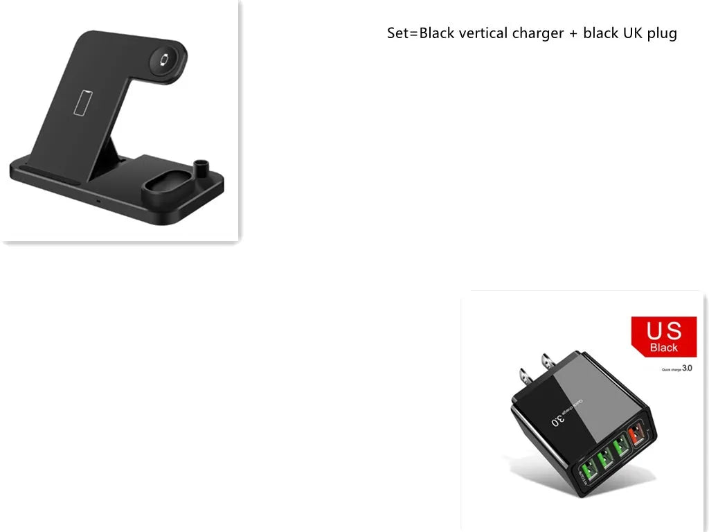 4-in-1 wireless charging station with adjustable stand for Apple Watch, iPhone, AirPods, and Apple Pencil