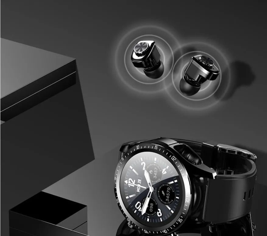 Black smart watch with blood pressure and oxygen monitoring on 1.28 inch screen